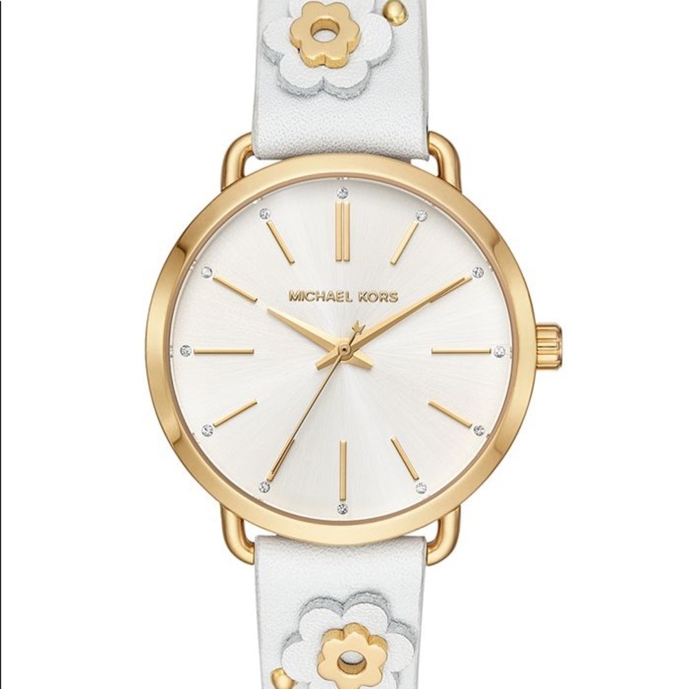 Michael Kors white and gold floral watch